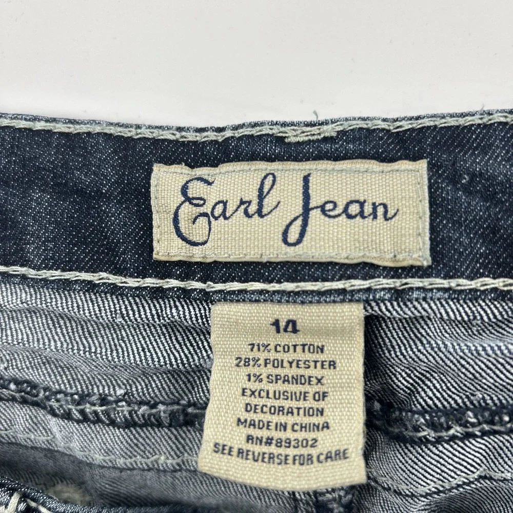 Earl Jean Capris Jeans Women's 14 Blue Denim Stretch Decorative Embellished Y2K - Picture 7 of 12